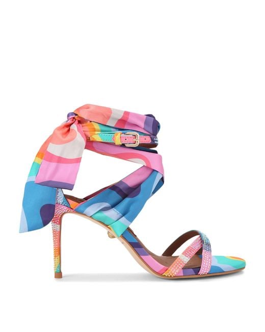 Kurt Geiger Blue Scarf-Accent Heeled Sandals 85