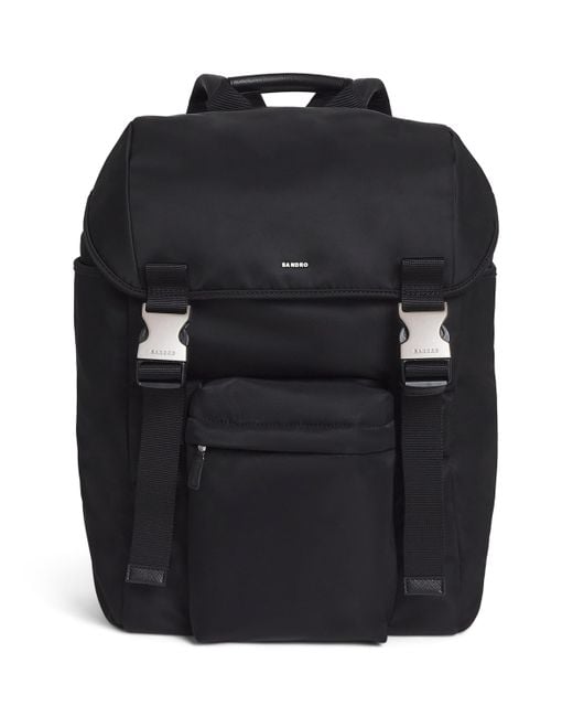 Sandro Black Logo Backpack for men