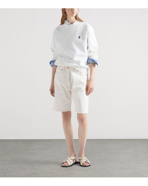 Prada White Cotton Logo Sweatshirt