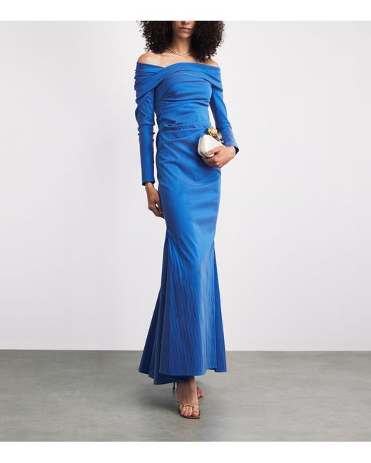 Talbot Runhof Blue Taffeta Gown