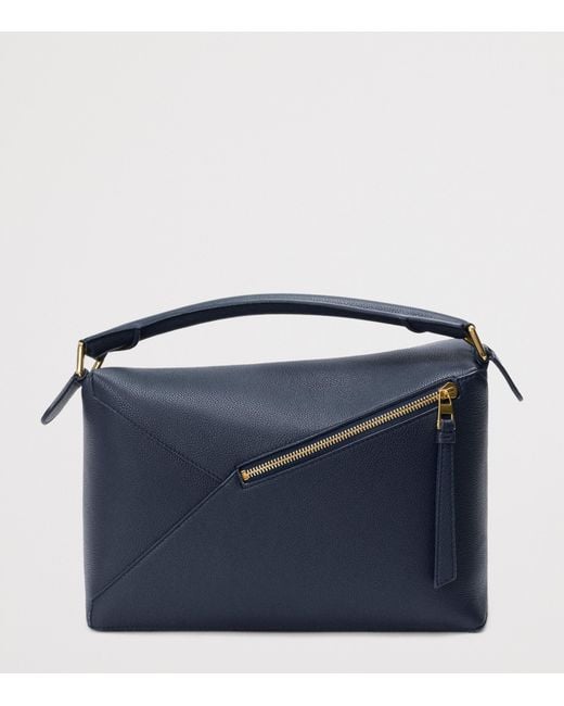 Loewe Blue Medium Leather Puzzle Edge Top-Handle Bag