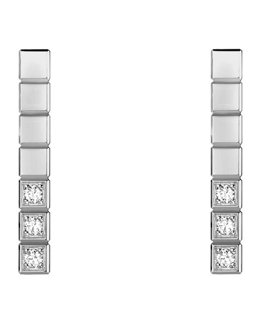 Chopard White And Diamond Ice Cube Earrings