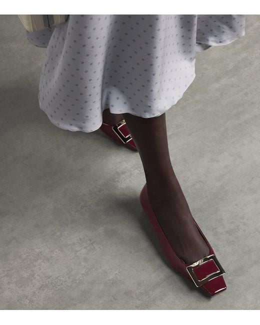 Roger Vivier Brown Patent Leather Belle Vivier Trompette Ballet Flats