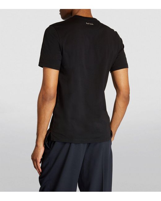 Paul Smith Black Cotton Embroidered T-shirt for men