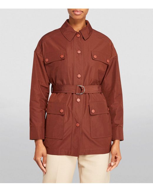 Yves Salomon Red Cotton Gabardine Safari Jacket