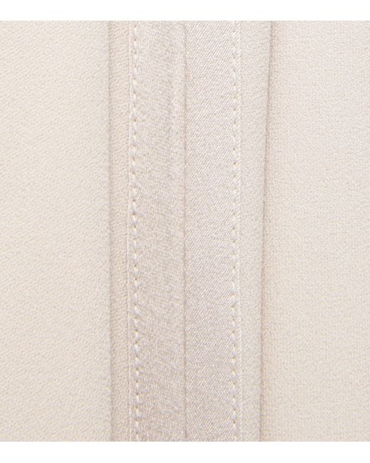 Agnona White Satin-Trim A-Line Midi Skirt