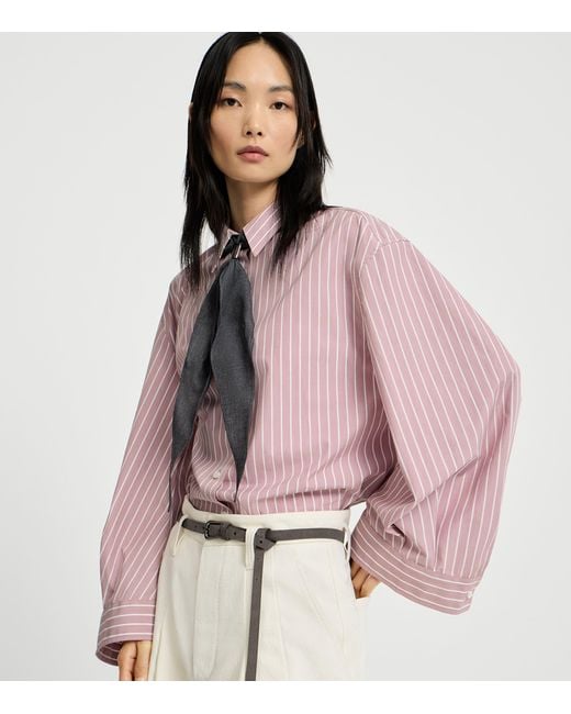 Brunello Cucinelli Pink Cotton Poplin Stripe Shirt