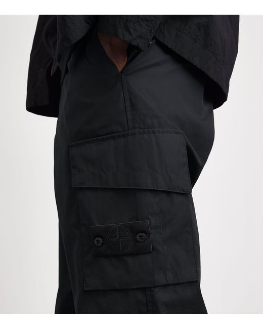 Stone Island Black Cotton-Canvas All-Weather Ghost Trousers for men