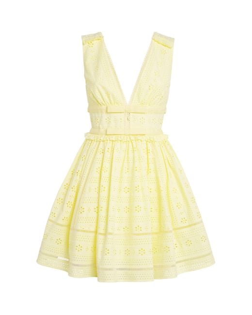 Self-Portrait Yellow Broderie Anglaise Bow Mini Dress