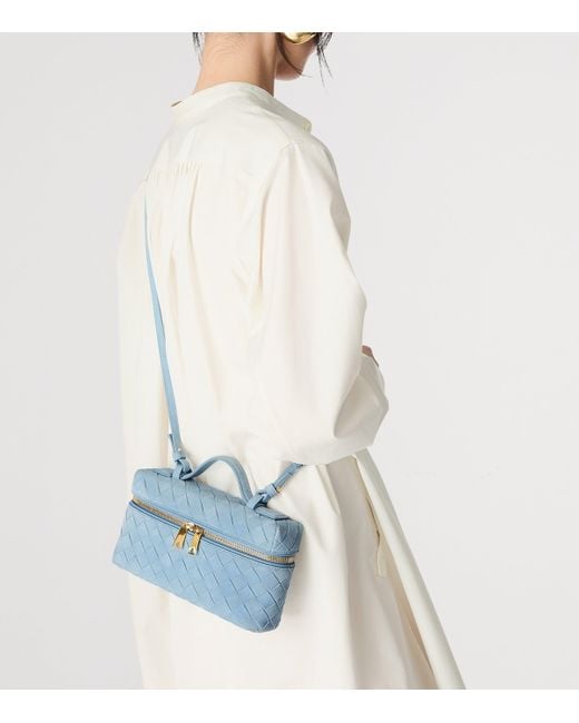 Bottega Veneta Blue Suede Bang Bang Vanity Case Bag