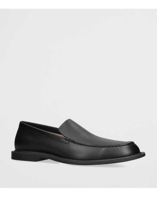 The Row Black Nic Leather Loafers for men