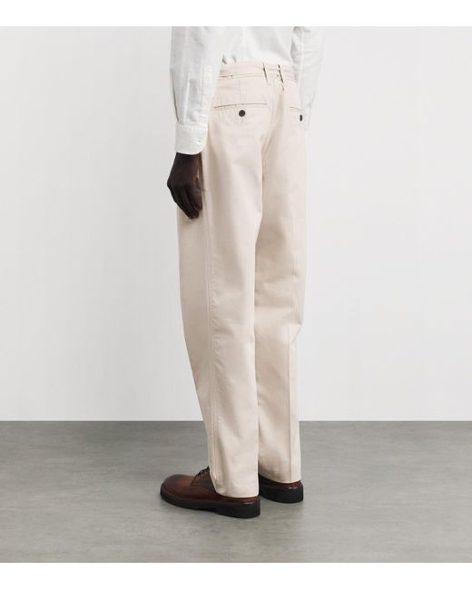 Emporio Armani Gray Cotton-Silk Belted Trousers for men