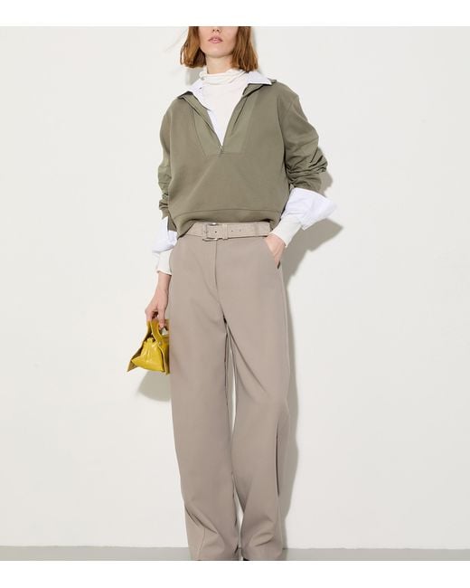 MAX&Co. Green Cotton Jersey-Blend Half-Zip Sweatshirt