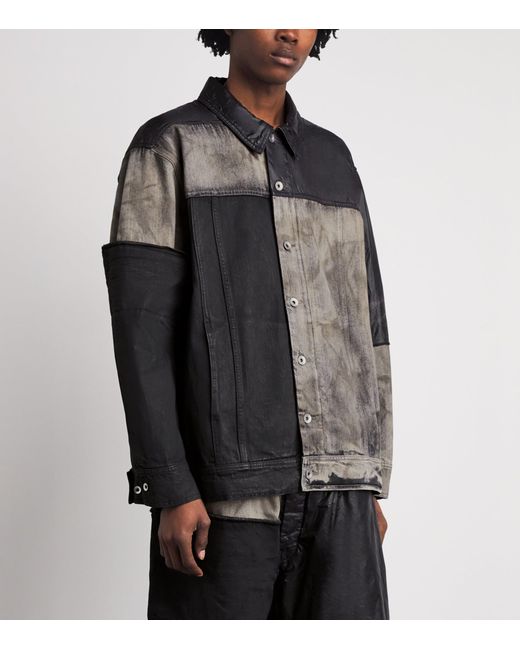 Rick Owens Gray Combo Worker Denim Jacket for men