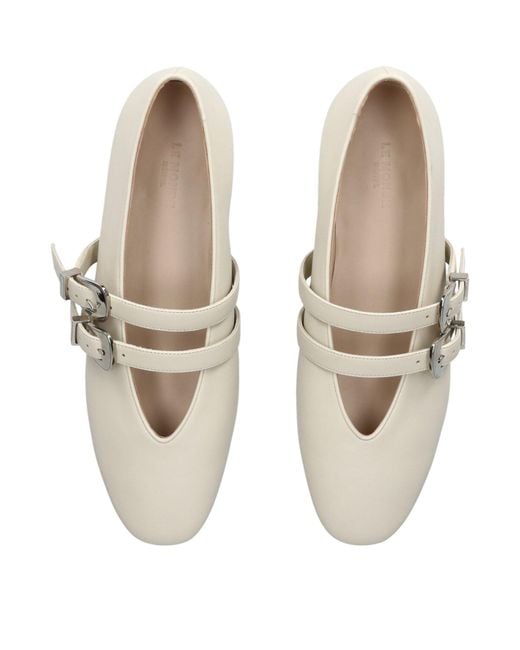 Le Monde Beryl White Leather Buckle Claudia Ballet Flats