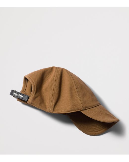 Miu Miu Brown Cotton Drill Baseball Cap