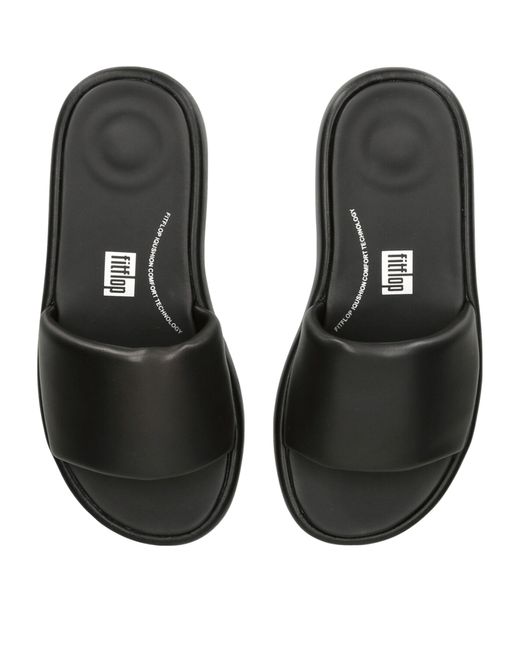 Fitflop Black Leather Iqushion D-luxe Slides