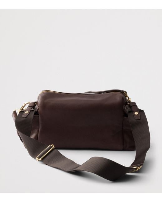 Prada Brown Small Leather Explore Shoulder Bag