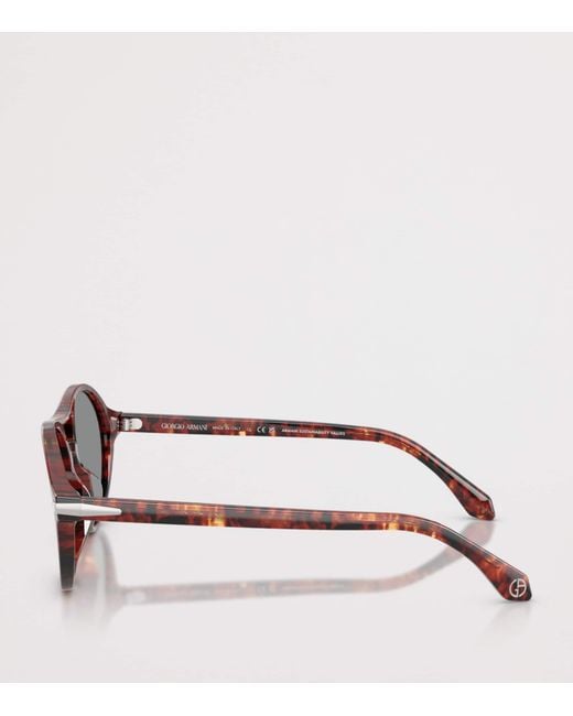 Giorgio Armani Gray Tortoiseshell Round Sunglasses for men