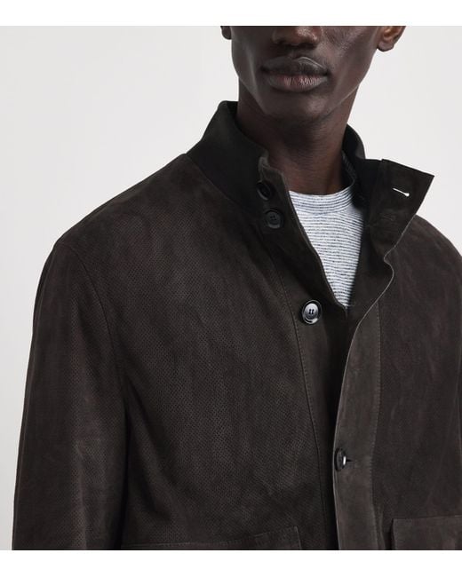 Brioni Black Suede 75 Bomber Jacket for men