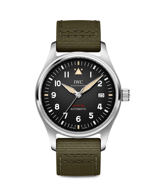 Iwc Black Stainless Steel Spitfire Pilot's Watch 39mm for men