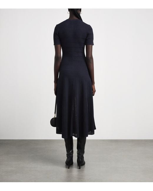 Maje Blue Knit Pointelle Maxi Dress
