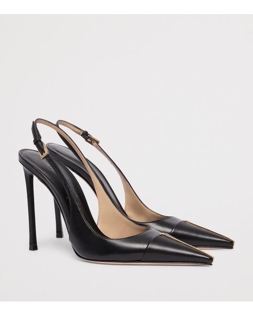 Tom Ford Black Leather T Slingback Pumps