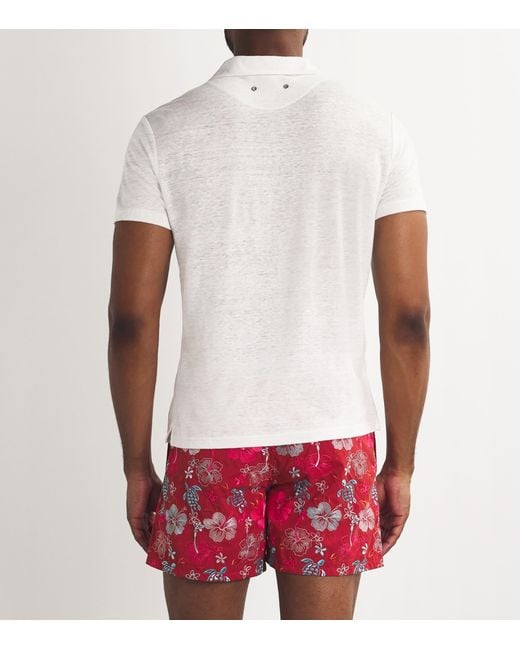 Vilebrequin White Linen Pyramid Polo Shirt for men