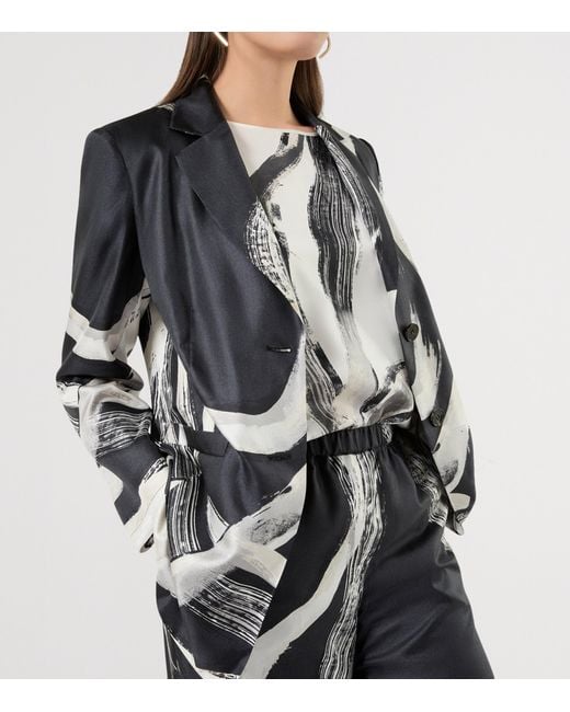 Marina Rinaldi Black Silk Printed Blazer