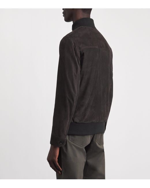 Brioni Black Suede 75 Bomber Jacket for men