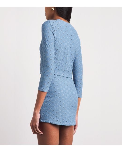 Devon Windsor Blue Open-Work Reed Cropped Jacket