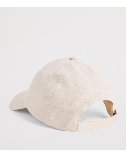 Anine Bing Natural Embroidered Jeremy Baseball Cap