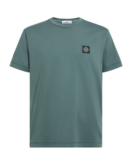 Stone Island Green Cotton Compass Logo T-Shirt for men