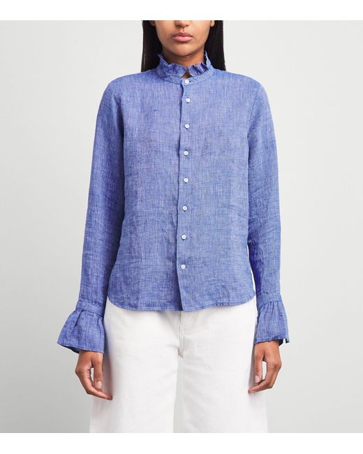 With Nothing Underneath Blue Linen Kew Blouse