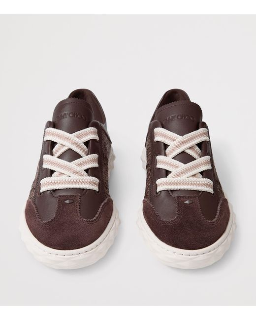 Jimmy Choo Brown Diamond Light Flex Leather Woven Sneakers
