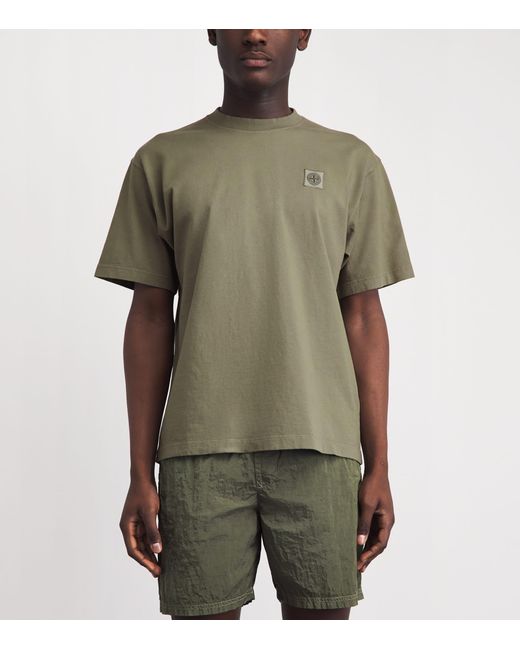 Stone Island Green Organic Cotton Logo T-Shirt for men