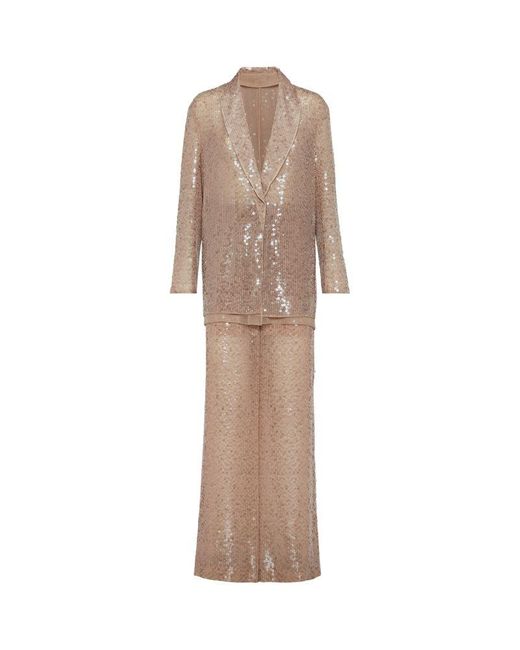 Brunello Cucinelli Natural Sequinned Two-Piece Suit