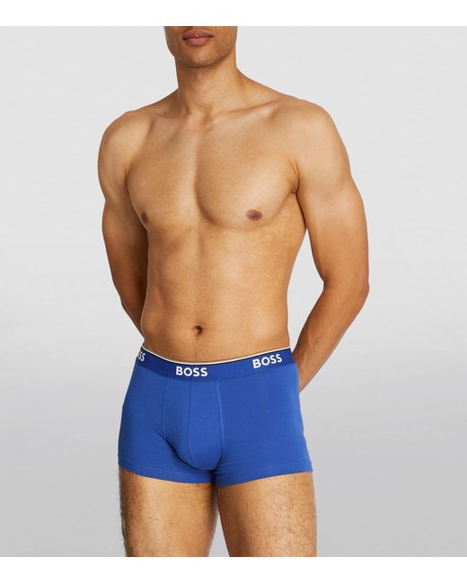Boss Blue Stretch-Cotton Power Trunks for men