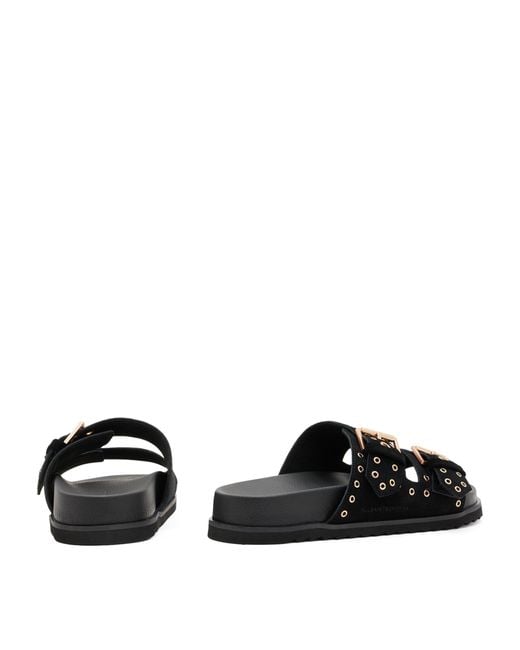 AllSaints Black Leather Khai Sandals