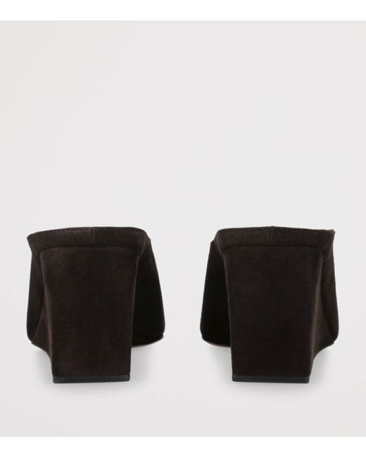 Alaïa Black Suede Cube Wedge Mules 75