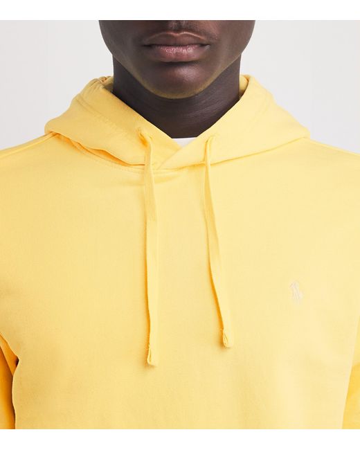 Polo Ralph Lauren Yellow Cotton Loopback Fleece Polo Pony Hoodie for men