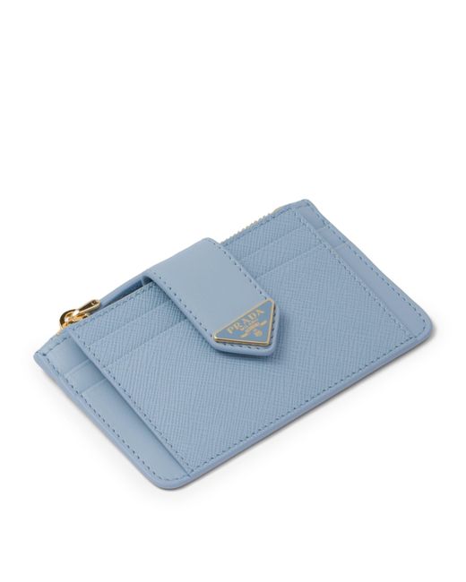 Prada Blue Saffiano Leather Bi-fold Card Holder