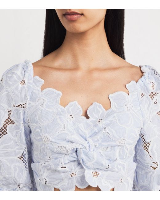 Sandro Blue Broderie Anglaise Crop Top