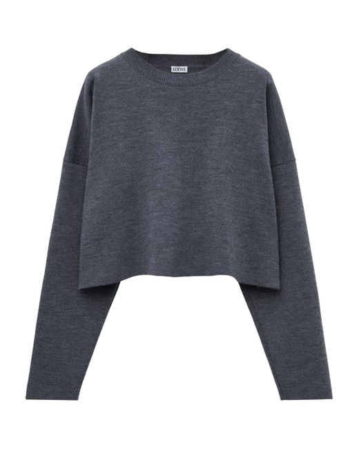 Loewe Blue Wool-Blend Anagram Cropped Sweater