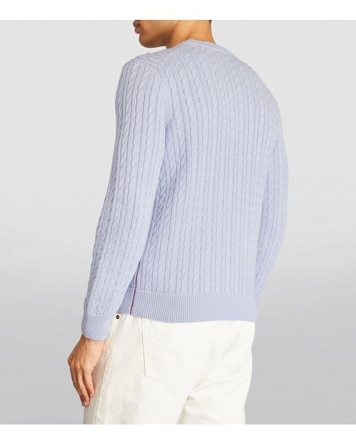 Lacoste Blue Organic Cotton-blend Cable-knit Sweater for men