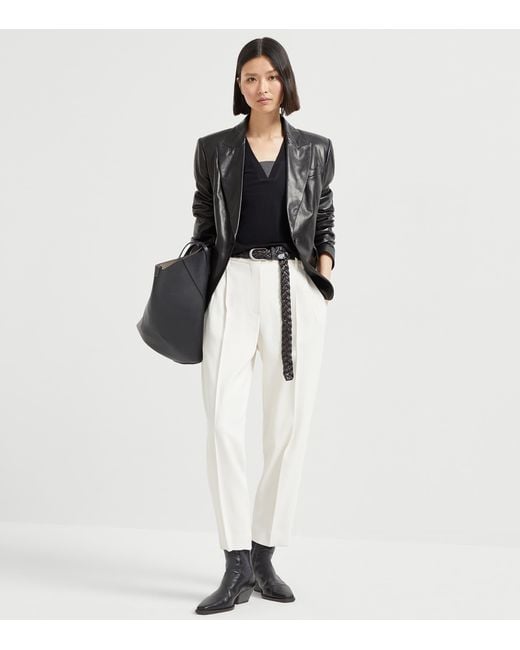 Brunello Cucinelli Black Nappa Leather Blazer