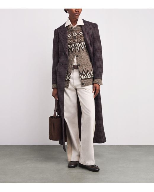 Polo Ralph Lauren Brown Wool-Blend Fair Isle Cardigan