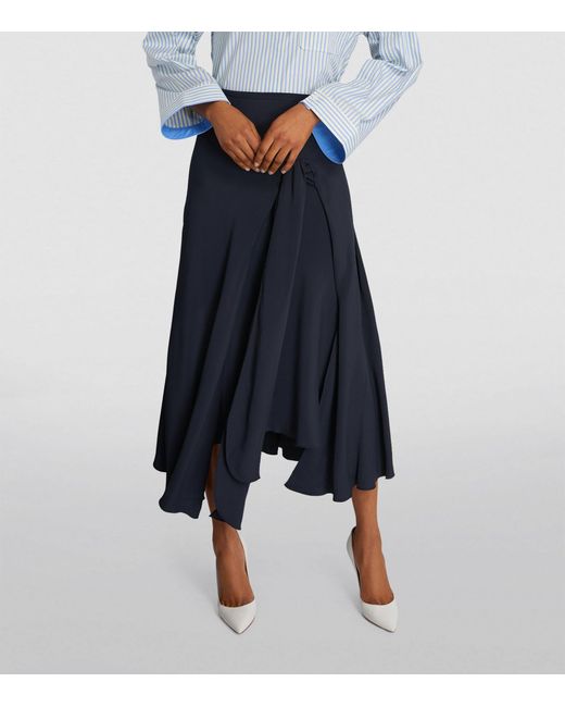 Victoria Beckham Blue Asymmetric Midi Skirt