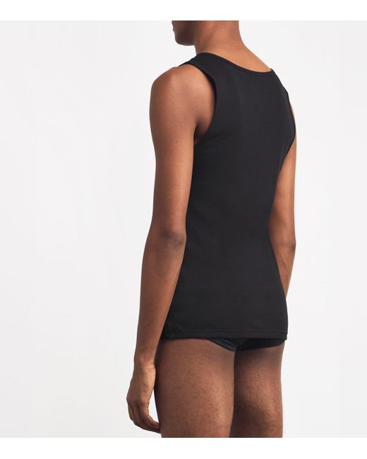 Boss Black Cotton Logo Tank Top for men