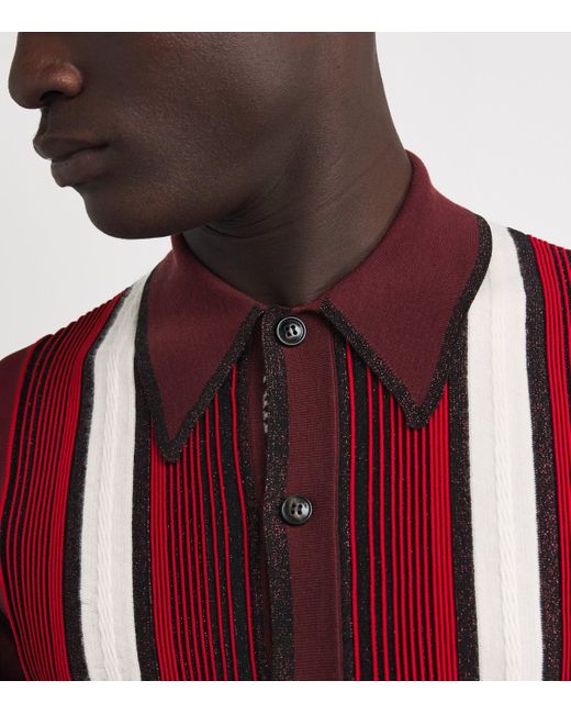 Amiri Red Wool-Blend Embellished Stripe Shirt for men